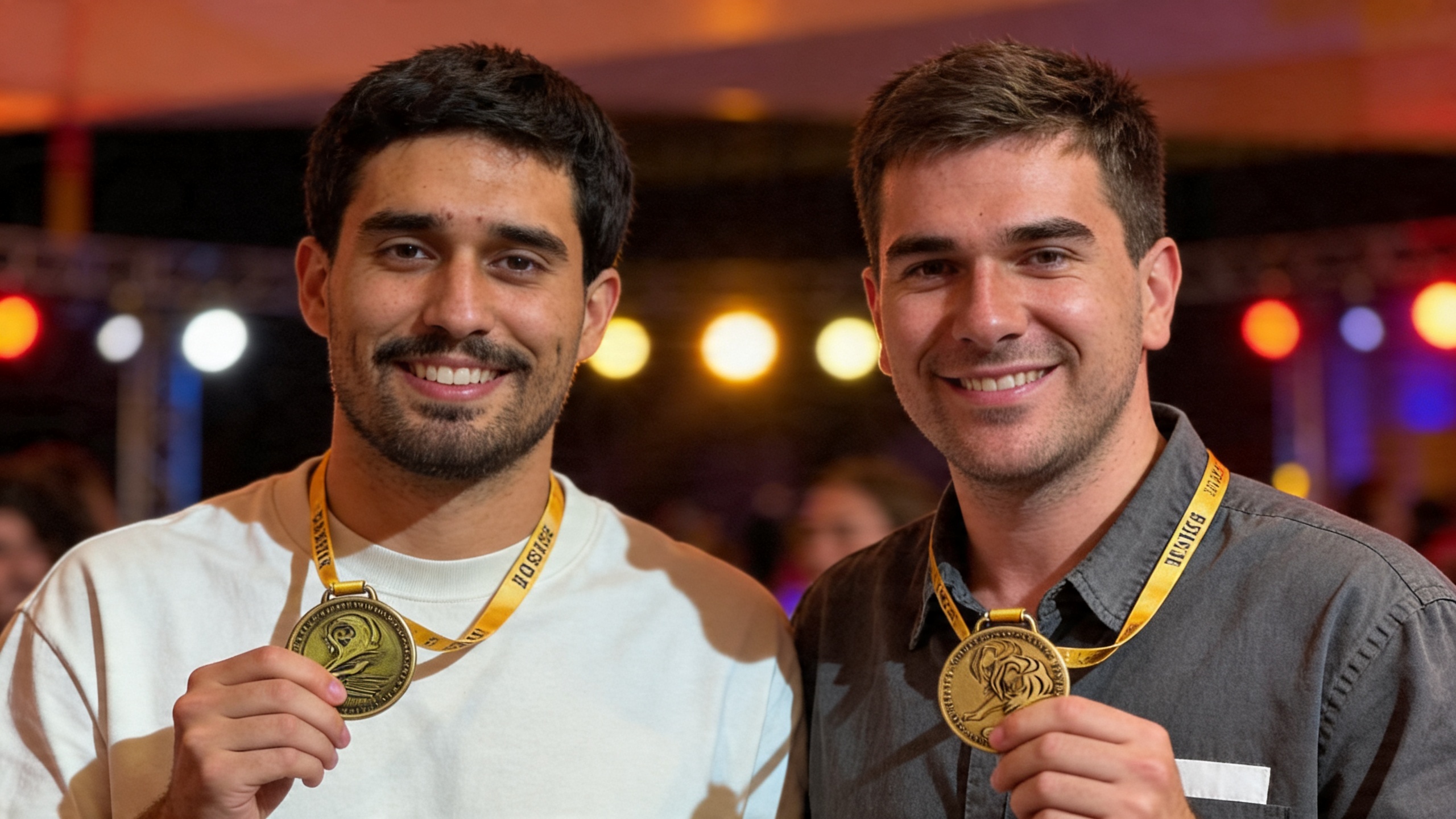 Alberto Fern&aacute;ndez y Franz Albornoz con las medallas de oro de Young Lions Competitions Chile 2026